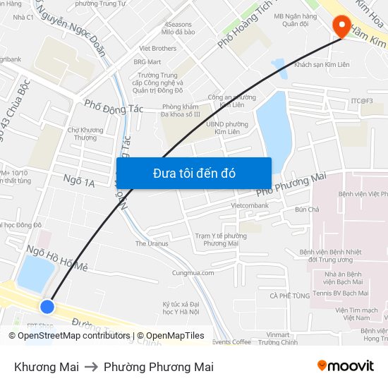 Khương Mai to Phường Phương Mai map