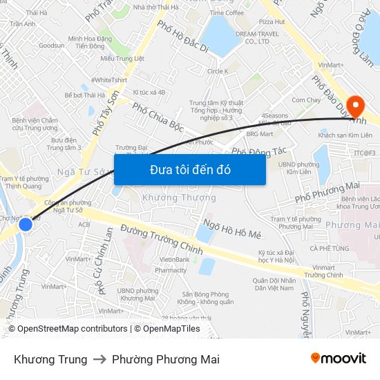 Khương Trung to Phường Phương Mai map