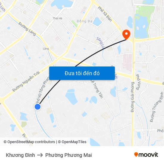 Khương Đình to Phường Phương Mai map