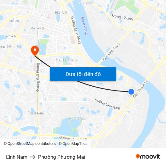 Lĩnh Nam to Phường Phương Mai map
