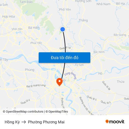 Hồng Kỳ to Phường Phương Mai map