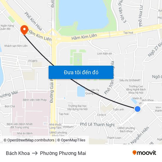 Bách Khoa to Phường Phương Mai map