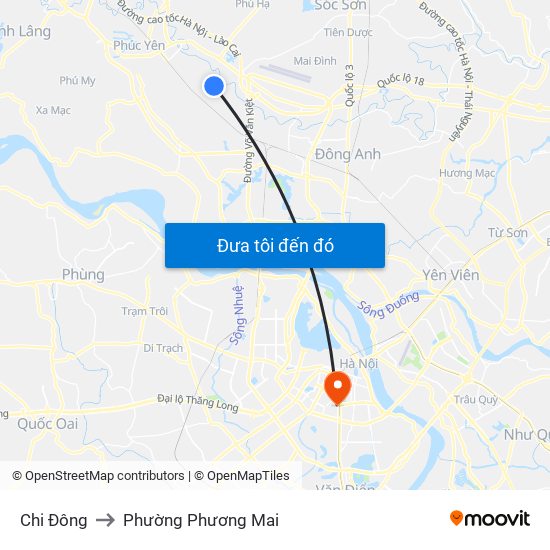 Chi Đông to Phường Phương Mai map