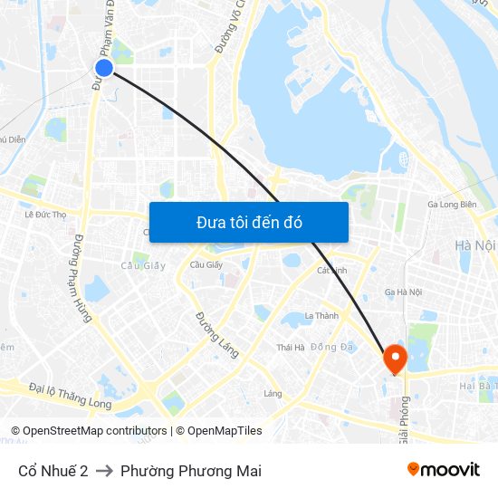 Cổ Nhuế 2 to Phường Phương Mai map