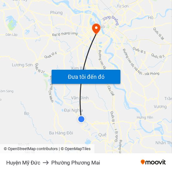 Huyện Mỹ Đức to Phường Phương Mai map