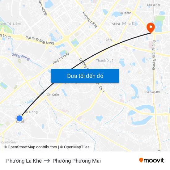 Phường La Khê to Phường Phương Mai map