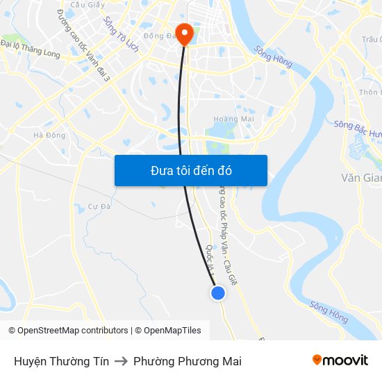Huyện Thường Tín to Phường Phương Mai map