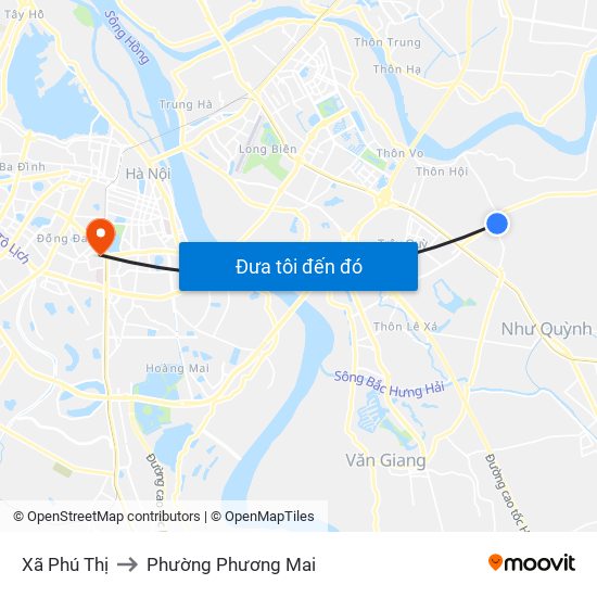 Xã Phú Thị to Phường Phương Mai map