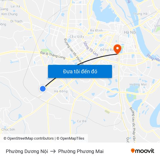 Phường Dương Nội to Phường Phương Mai map
