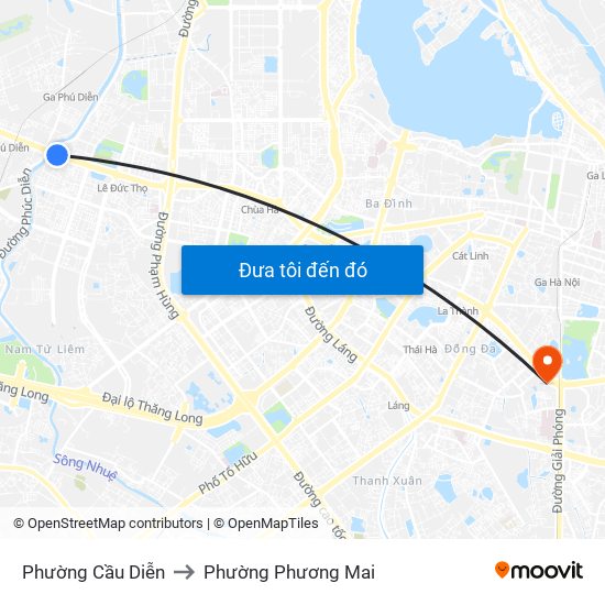 Phường Cầu Diễn to Phường Phương Mai map