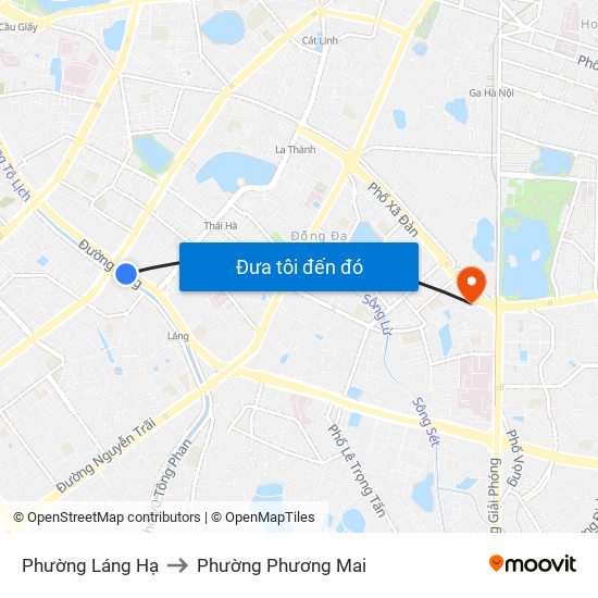 Phường Láng Hạ to Phường Phương Mai map