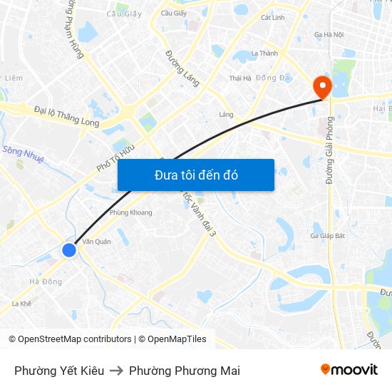 Phường Yết Kiêu to Phường Phương Mai map