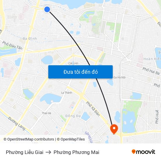 Phường Liễu Giai to Phường Phương Mai map