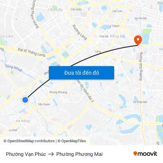 Phường Vạn Phúc to Phường Phương Mai map