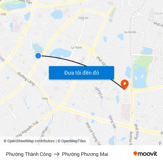 Phường Thành Công to Phường Phương Mai map