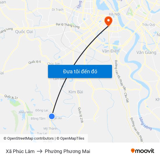 Xã Phúc Lâm to Phường Phương Mai map