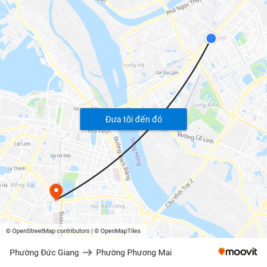 Phường Đức Giang to Phường Phương Mai map