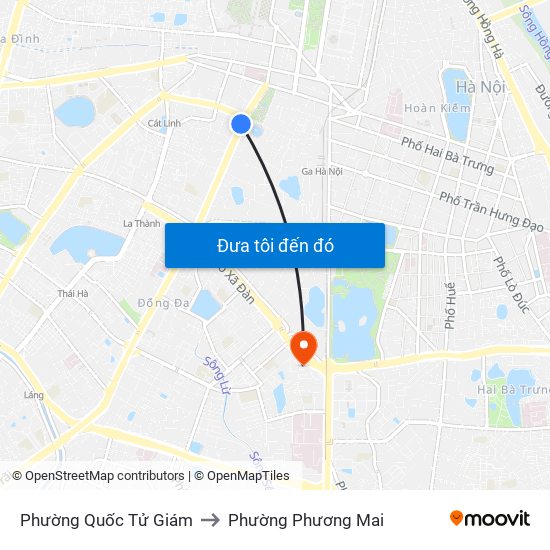 Phường Quốc Tử Giám to Phường Phương Mai map