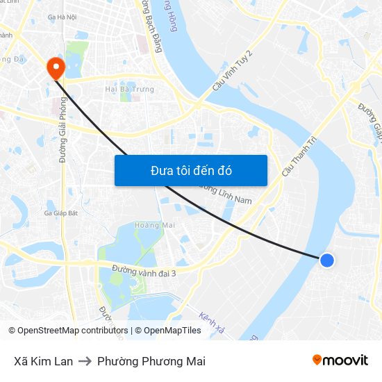 Xã Kim Lan to Phường Phương Mai map