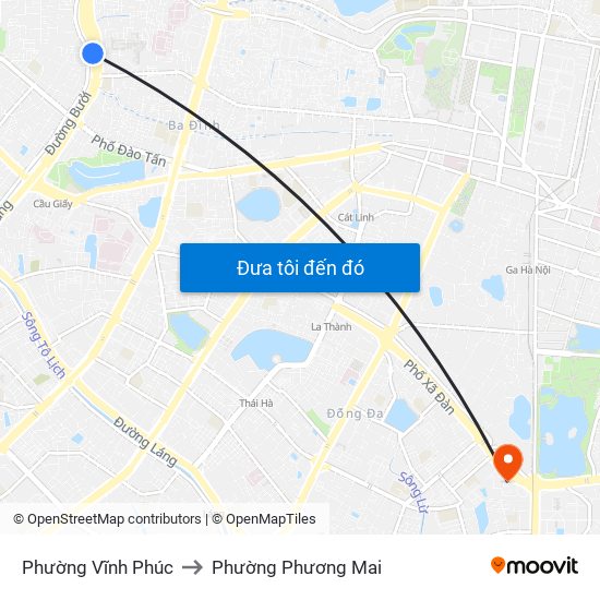 Phường Vĩnh Phúc to Phường Phương Mai map