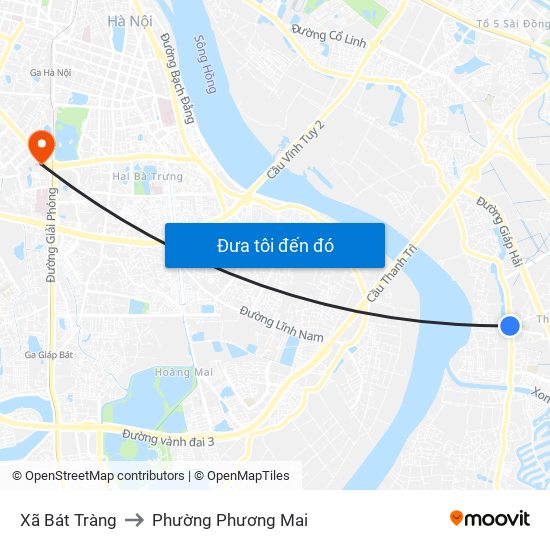 Xã Bát Tràng to Phường Phương Mai map