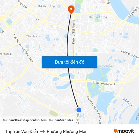 Thị Trấn Văn Điển to Phường Phương Mai map