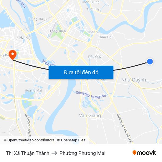 Thị Xã Thuận Thành to Phường Phương Mai map
