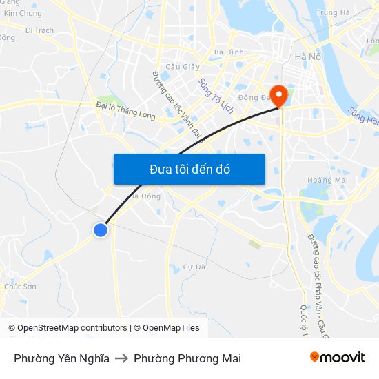 Phường Yên Nghĩa to Phường Phương Mai map