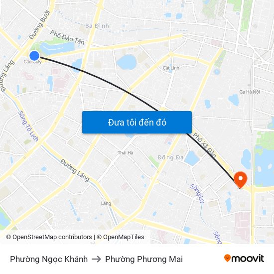 Phường Ngọc Khánh to Phường Phương Mai map