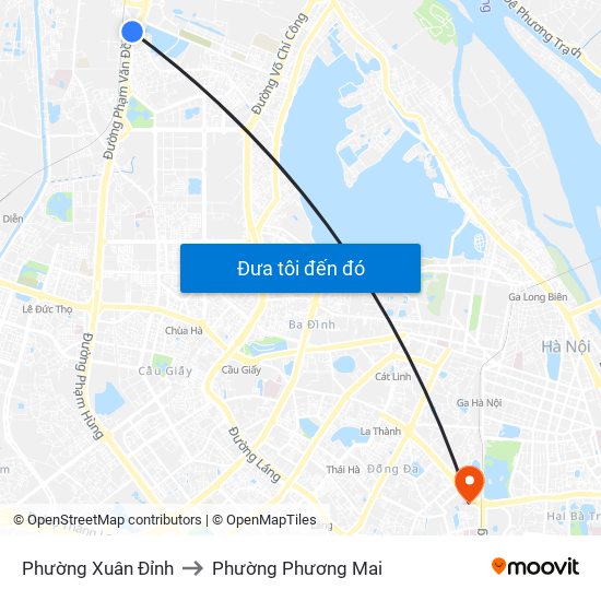 Phường Xuân Đỉnh to Phường Phương Mai map