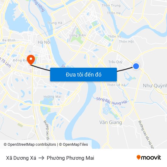 Xã Dương Xá to Phường Phương Mai map