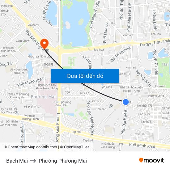 Bạch Mai to Phường Phương Mai map