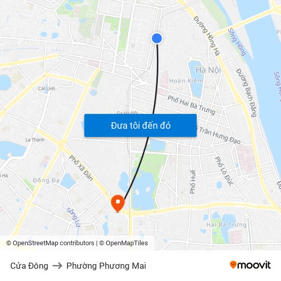 Cửa Đông to Phường Phương Mai map