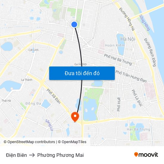 Điện Biên to Phường Phương Mai map