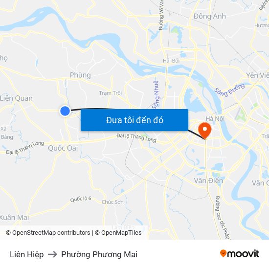 Liên Hiệp to Phường Phương Mai map