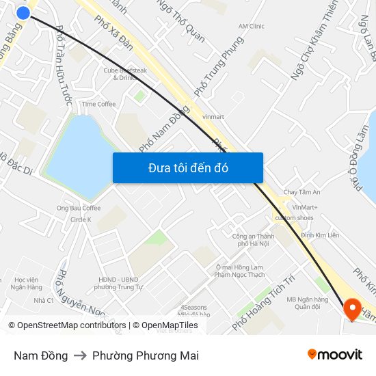 Nam Đồng to Phường Phương Mai map