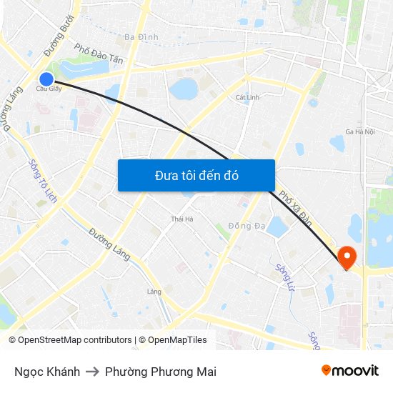 Ngọc Khánh to Phường Phương Mai map