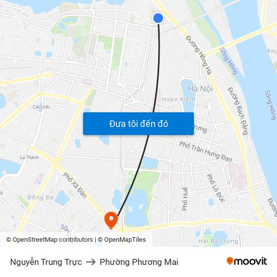 Nguyễn Trung Trực to Phường Phương Mai map