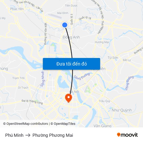 Phú Minh to Phường Phương Mai map