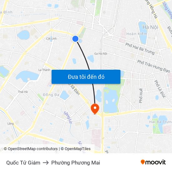 Quốc Tử Giám to Phường Phương Mai map