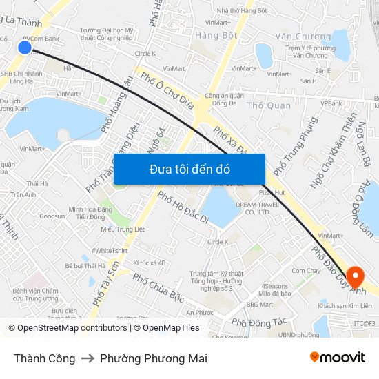 Thành Công to Phường Phương Mai map