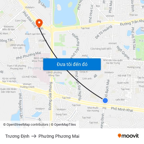 Trương Định to Phường Phương Mai map