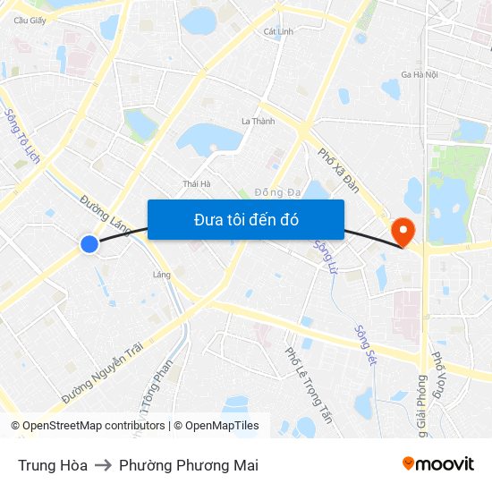 Trung Hòa to Phường Phương Mai map