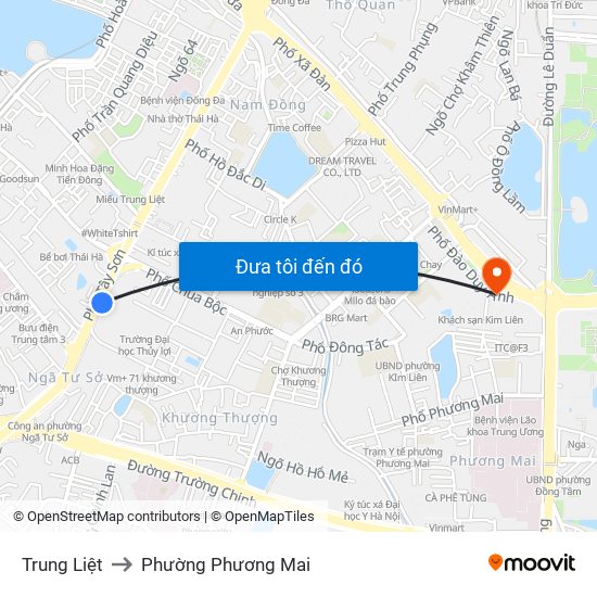 Trung Liệt to Phường Phương Mai map