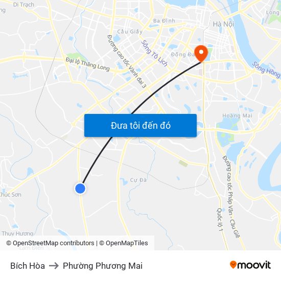 Bích Hòa to Phường Phương Mai map