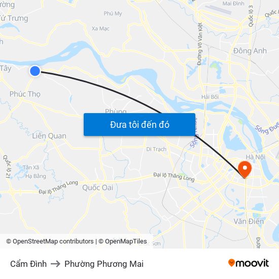 Cẩm Đình to Phường Phương Mai map