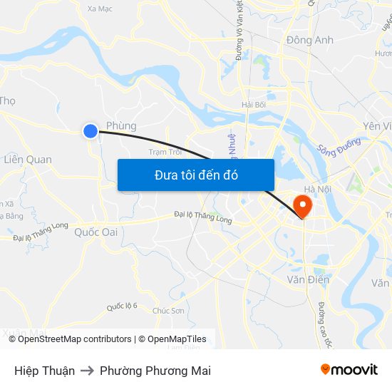 Hiệp Thuận to Phường Phương Mai map