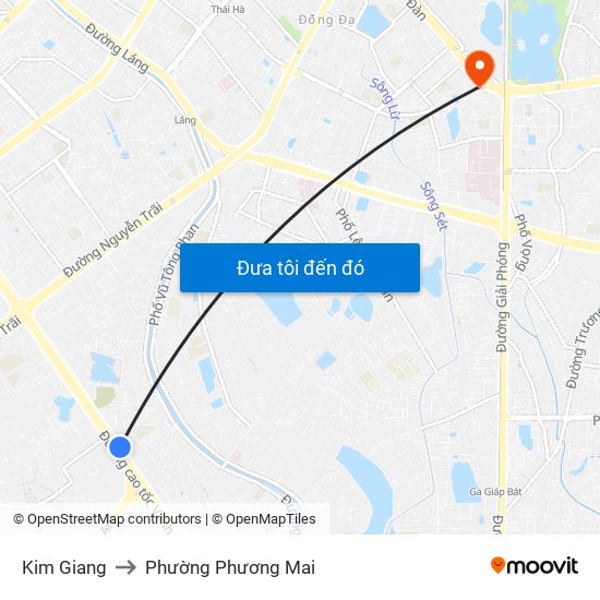 Kim Giang to Phường Phương Mai map