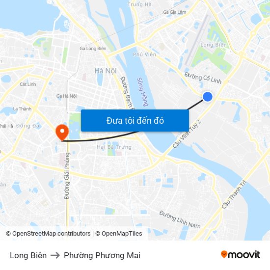Long Biên to Phường Phương Mai map
