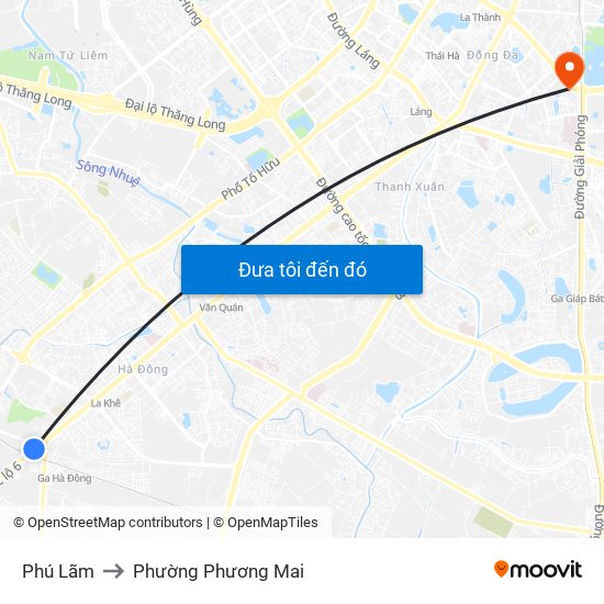 Phú Lãm to Phường Phương Mai map